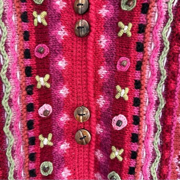 Newari Wool Cardi Sweater Sz S/M Multicolor Hippie Boho Nepal Iceland - Picture 5 of 8